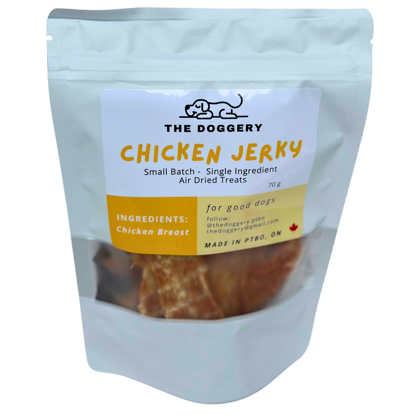 Single ingredient dog treat, high reward training treat, homemade dehydrated chicken breast
